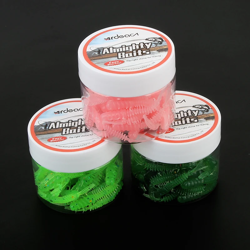 Ardea Shad Worm Lures 30/60pcs Mini lure set 43mm0.4g Soft silicone bait Artificial larva Rubber Baits Wobblers Bass Leurre
