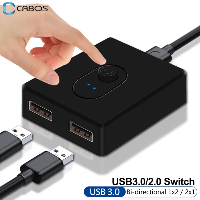 USB-переключатель KVM, адаптер, 2 порта USB 3,0 2,0, двунаправленное быстрое освещение для клавиатуры, мыши, принтера