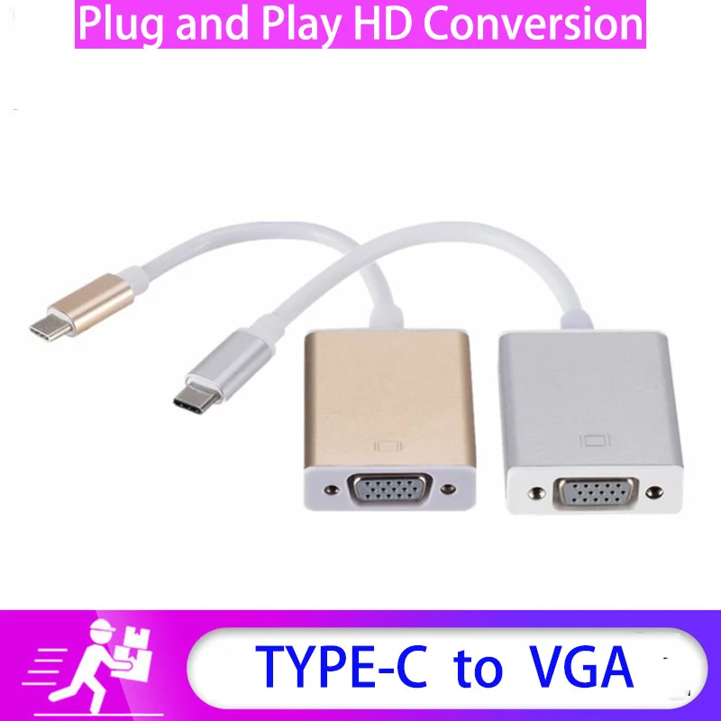 

Кабель-переходник с Type-c на VGA для внешнего монитора ноутбука, кабель-переходник с TYPE-C на VGA HD, кабель-переходник «штырь-гнездо»