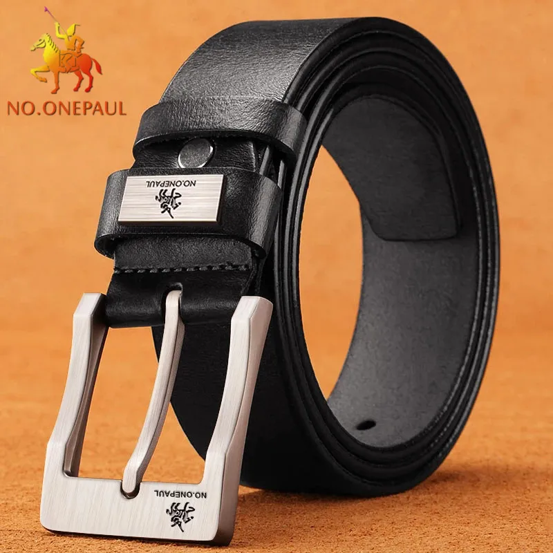 NO.ONEPAUL Leather For Men's High Quality Buckle Jeans Cowskin Casual Belts Business Cowboy Waistband Male Fashion Designer