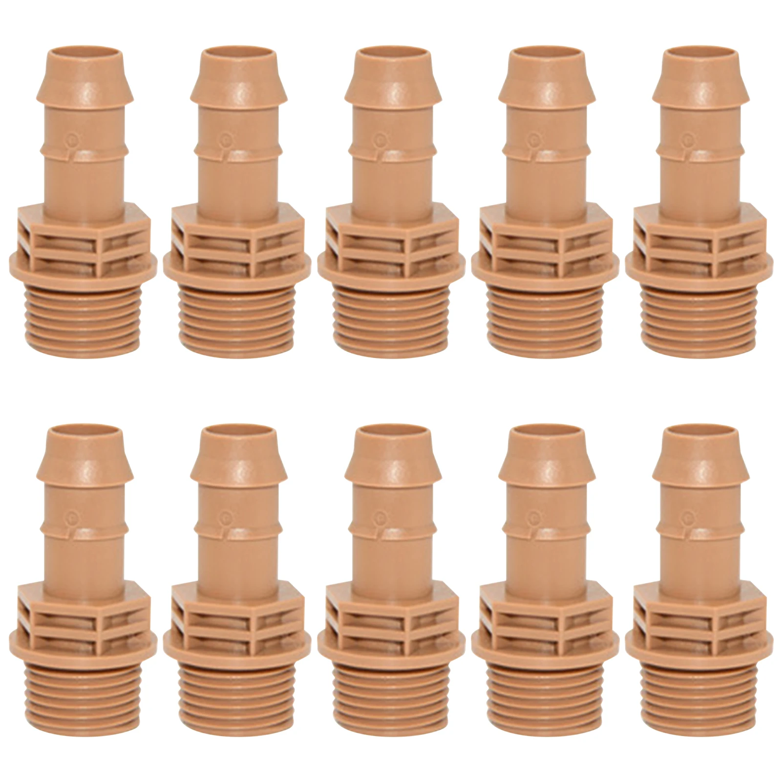 

10pcs Outdoor Applications Male Adapter Barb Coupling Fittings Convenient Threaded Drip Irrigation Garden Port Connection Sturdy