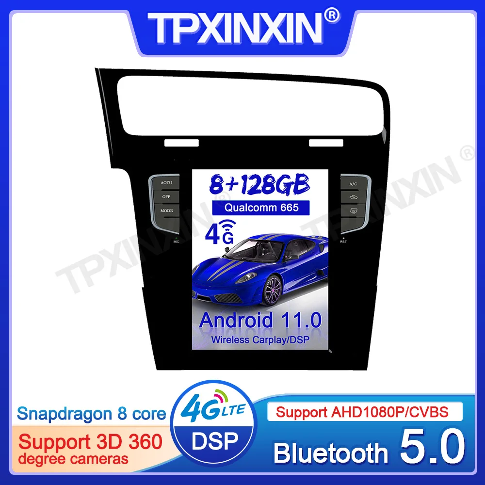 Автомобильный мультимедийный плеер Qualcomm 665 Snapdragon Android 11 0 для Volkswagen Golf 7 2013-2016 с