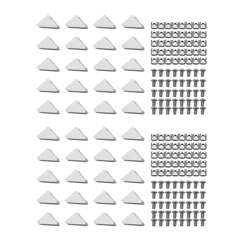 

New-Aluminum Profile Connector Set,40Pcs Corner Bracket,80Pcs M5 X 10Mm T-Slot Nuts, 80Pcs M5x10mm Hex Socket Cap Screw Bolt