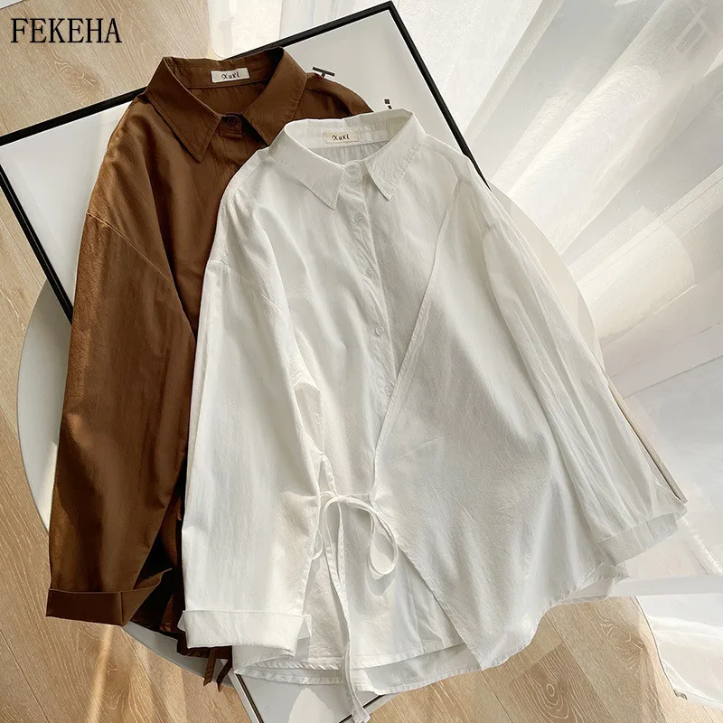 

Women Loose White Shirts Long Sleeve Blouses Cardigan Lady Tops Female Clothes Spring News 2022