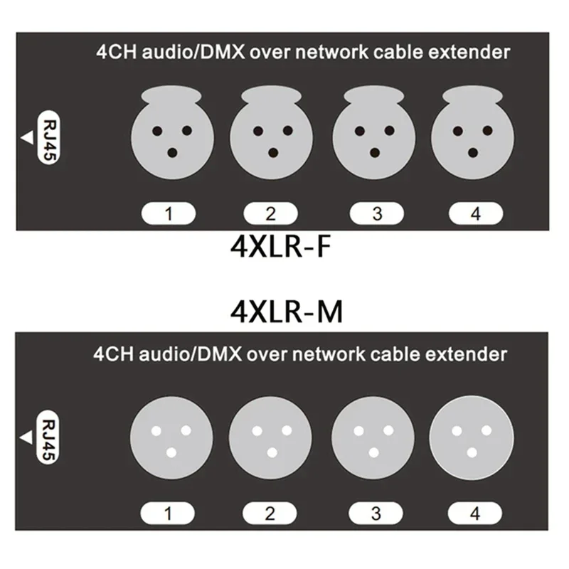 Фото 1 пара XLR аудио Ethernet удлинитель более Rj45 Cat6 до 330ft 4-Ch 3-контактный трансивер аудио XLR Мужской и Женский удлинитель передатчик №3