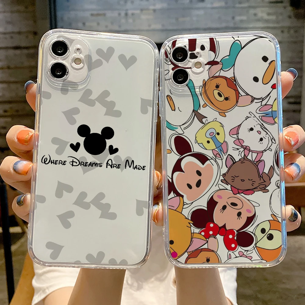

USA Cute Mickey Mouse Luxury Ultra Thin Clear Phone Case For iPhone 11 12 13 Pro Max 12 13 Mini X XS XR Max SE 5 6 6s 7 8 Plus