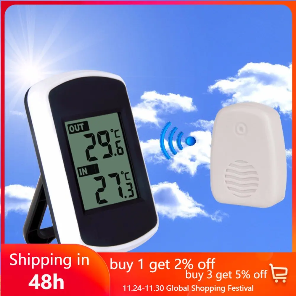 

Wireless Transmission Range 120 feet Indoor Outdoor Thermometer 433MHz LCD Digital Wireless Ambient Weather Station