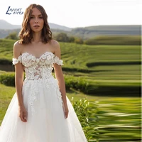 layout niceb country princess wedding dress for women off shoulder lace appliques backless vintage bridal gown vestidos de novia