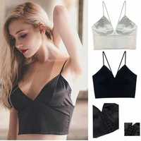 sexy satin tank top black halter crop tops women summer camis backless camisole fashion tube top female sleeveless cropped vest