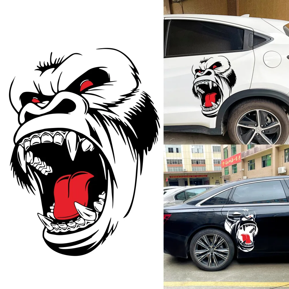 

Horror Ape Totem Car Sticker Pickup Truck Window Hood Animal Decoration Fun Creative Side Door Vinyl Sticker Auto Accessories