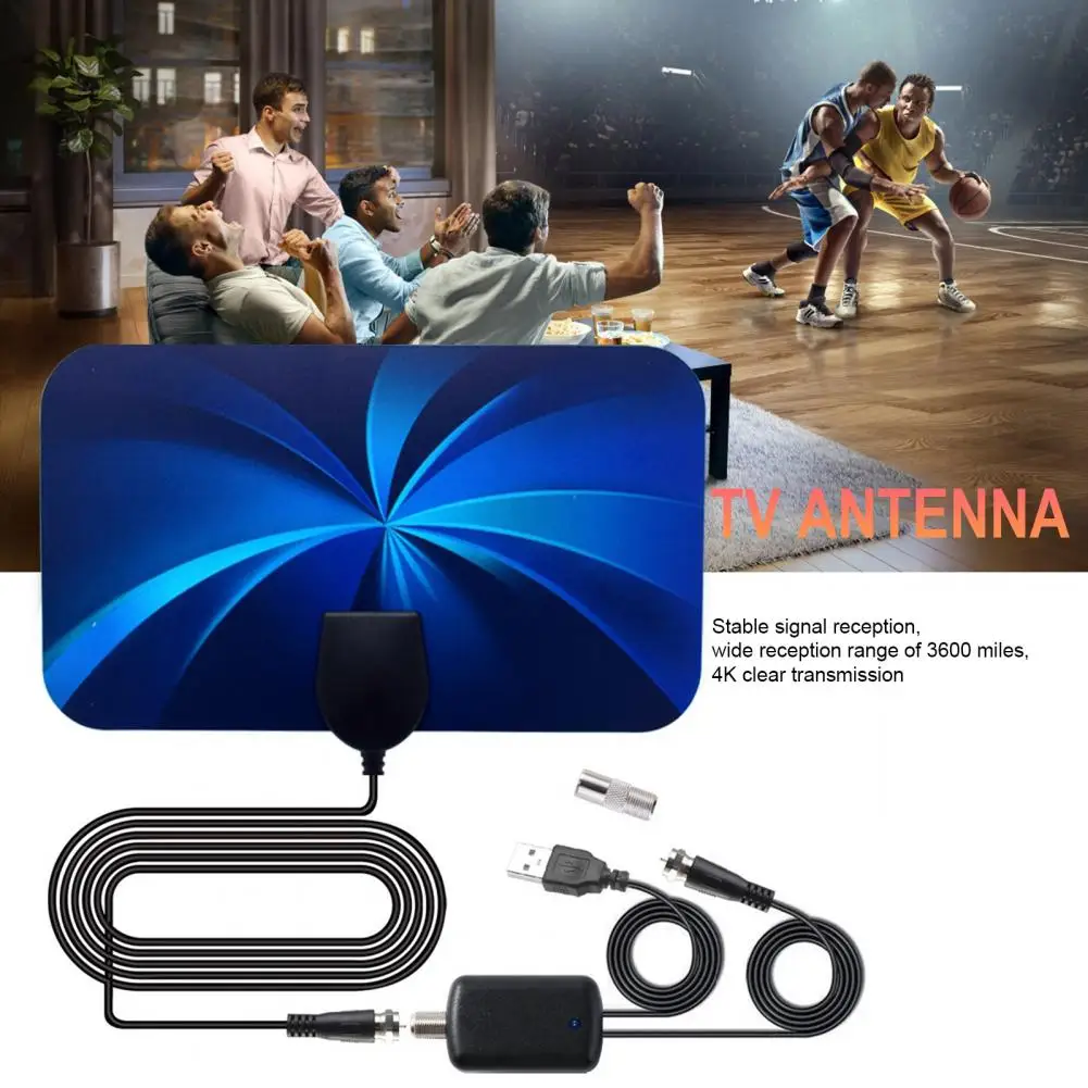 

Телевизионная антенна с высоким разрешением, стабильный сигнал приема, Plug Play, 3600 миль, 4K, 1080P DVB-T2, комнатная антенна для игровой комнаты