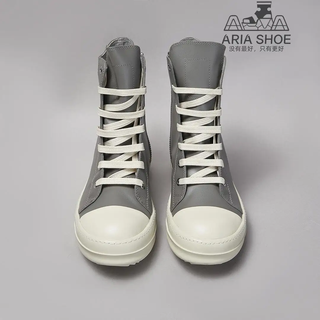 Ricks Elephant Серые туфли из воловьей кожи Мужская обувь O-wens Женские высокие ботильоны