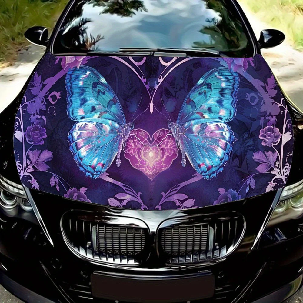 Фото Виниловая наклейка на капот автомобиля Gloomy Butterfly Magic Abyss, наклейка на двигатель автомобиля, водонепроницаемая самоклеящаяся крышка для упаковки автомобиля, Unive №1