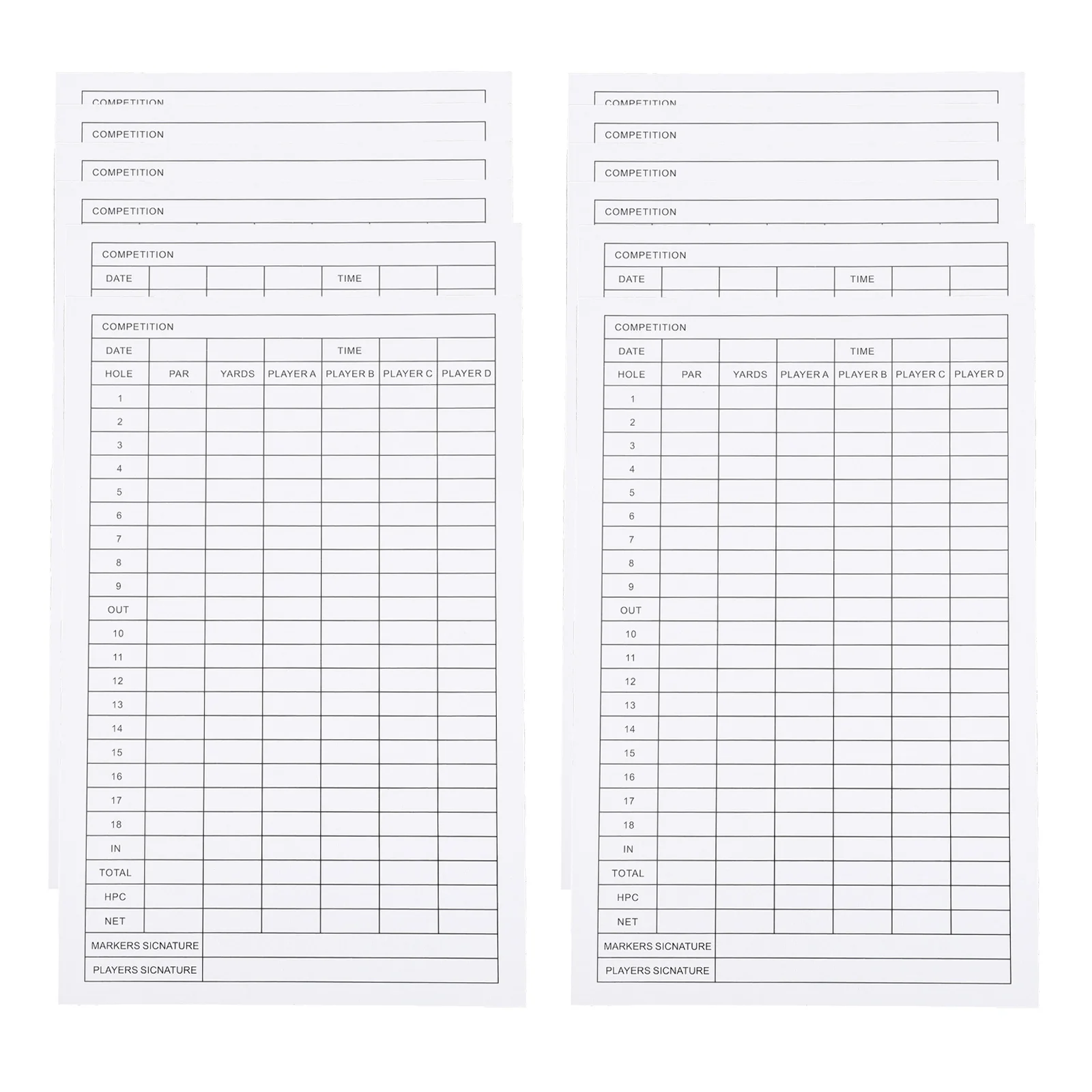 

12PCS Number Record Record Tool Player Score Cards Score Paper for Outdoor