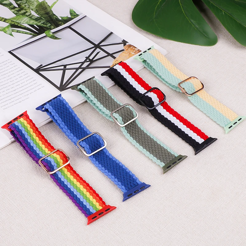 Braided Loop Strap For Apple watch Ultra Band 49mm 44mm 40mm 45mm 41mm 42mm 38mm Elastic Solo bracelet iWatch series 8 7 6 se 3