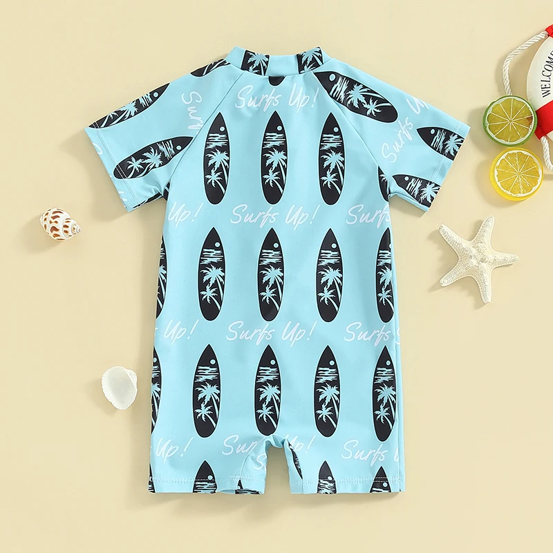 Женский купальник с коротким рукавом и принтом в виде кокосового дерева