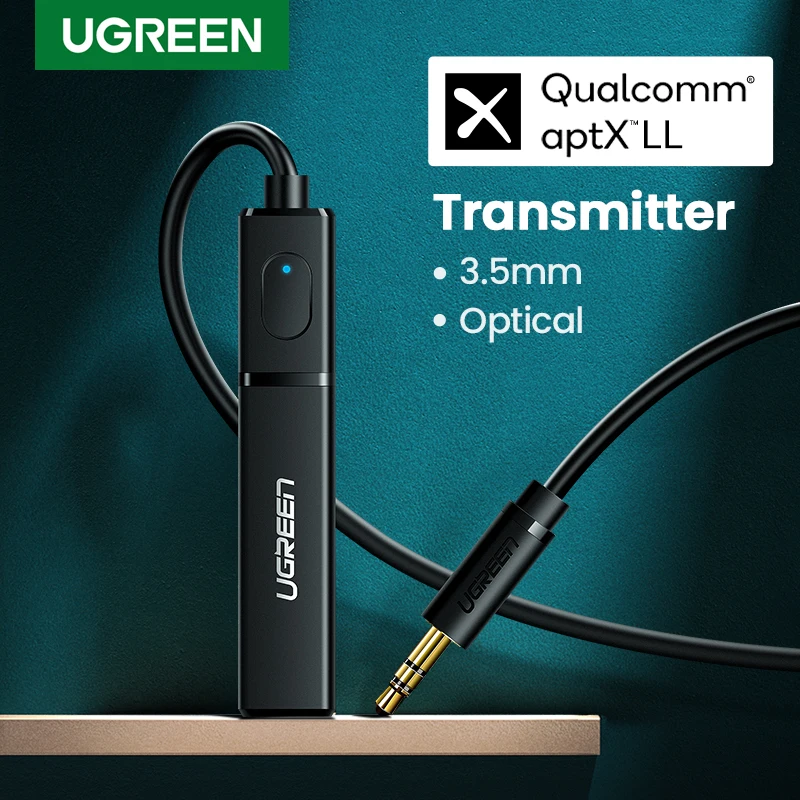 Bluetooth трансмиттер Ugreen, Bluetooth 5.0 наушники для ТВ, ПК, PS4, aptX LL, 3,5 мм, AUX, SPDIF, оптический и аудио разъем 3,5 мм, адаптер для музыки Bluetooth 5.0