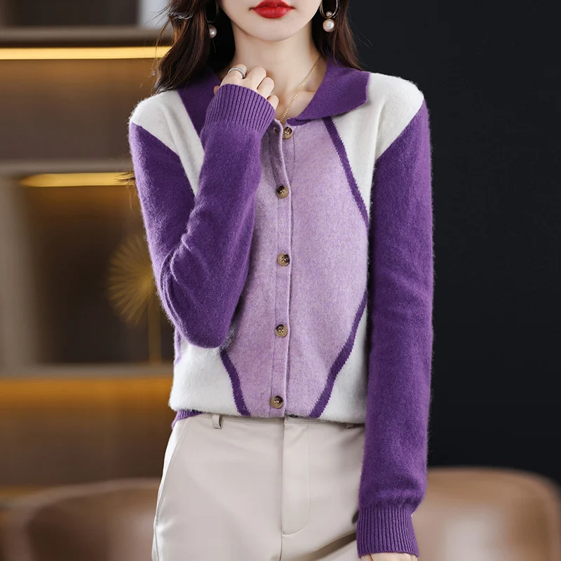 

Autumn and winter new women's cardigan 100% wool and cashmere coat women's short Korean fashion women's sweater base