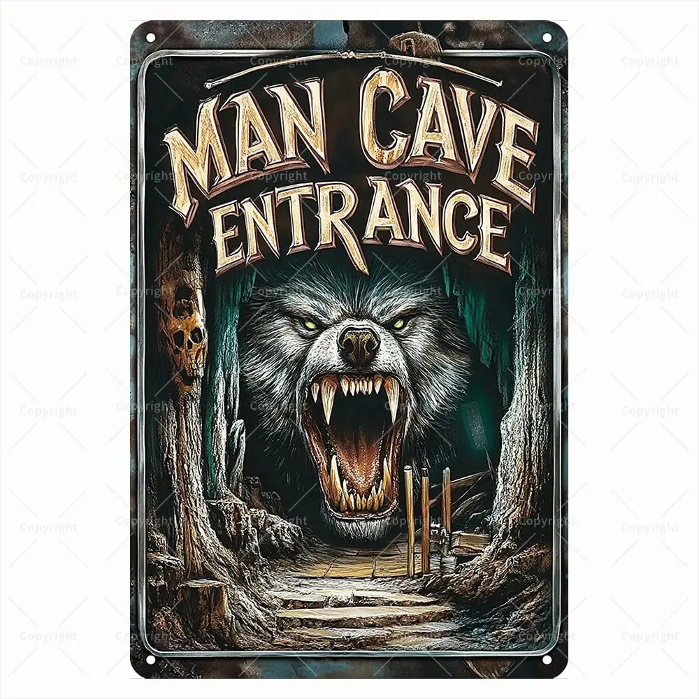 

Винтажная жестяная вывеска "Человеческая пещера"