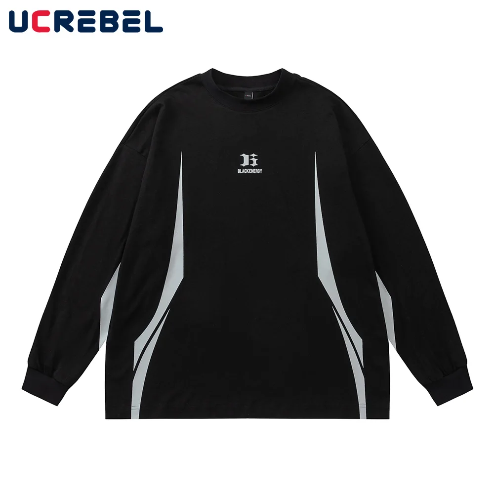 Футболка мужская демисезонная с длинными рукавами круглым вырезом и спущенными