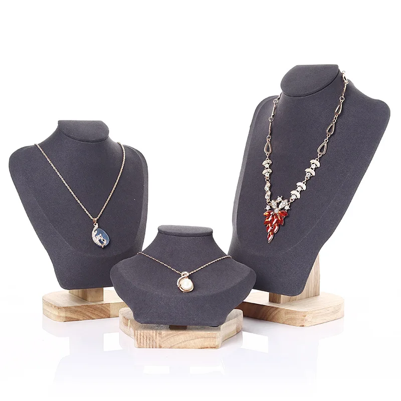 Wood Necklace Display Stand Jewelry Showcase Display Bust Chain/Pendant Holder
