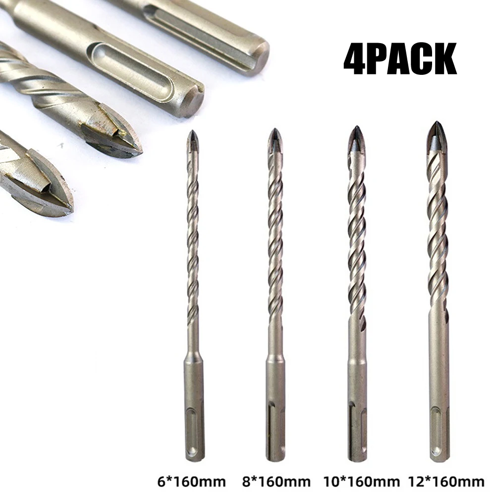 

4pcs 160mm Tile Porcelain Drill Bit SDS PLUS Shank Carbide Drill For Drilling Ceramic Granite Wood Plastic Stone 6/8/10/12mm