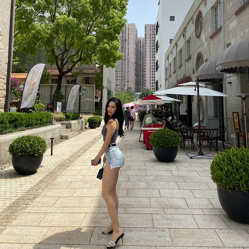 Wenfly одежда с высокой талией сексуальные перфорированные необработанные летние