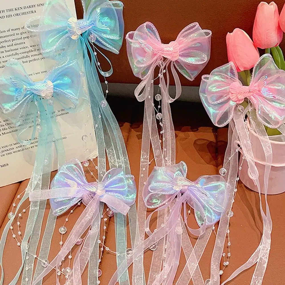 

Mesh Mermaid Hair Clip Fairy Streamer Alloy Girl Hairpin Organza Imitation Pearl Kids Barrettes Kids Gift