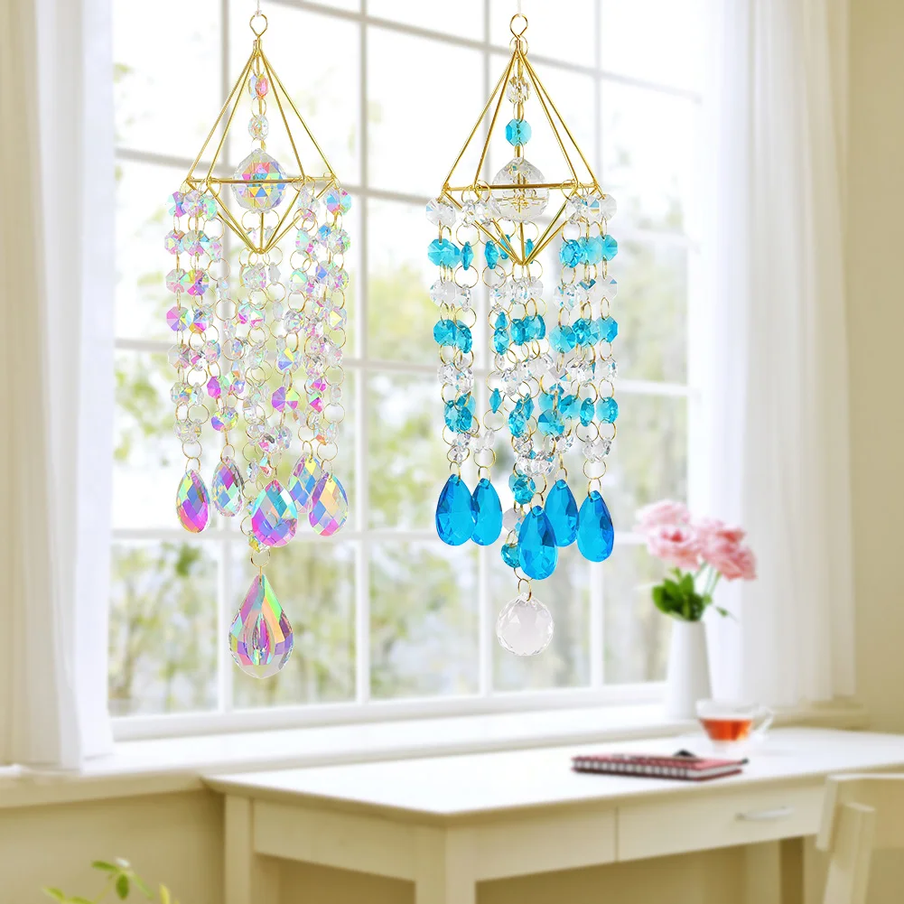 

Crystal Wind Chimes Metal Hanging Prisms Light Chaser Catcher Ornament Window Curtain Jewelry Pendant Chandelier Home Decor Gift