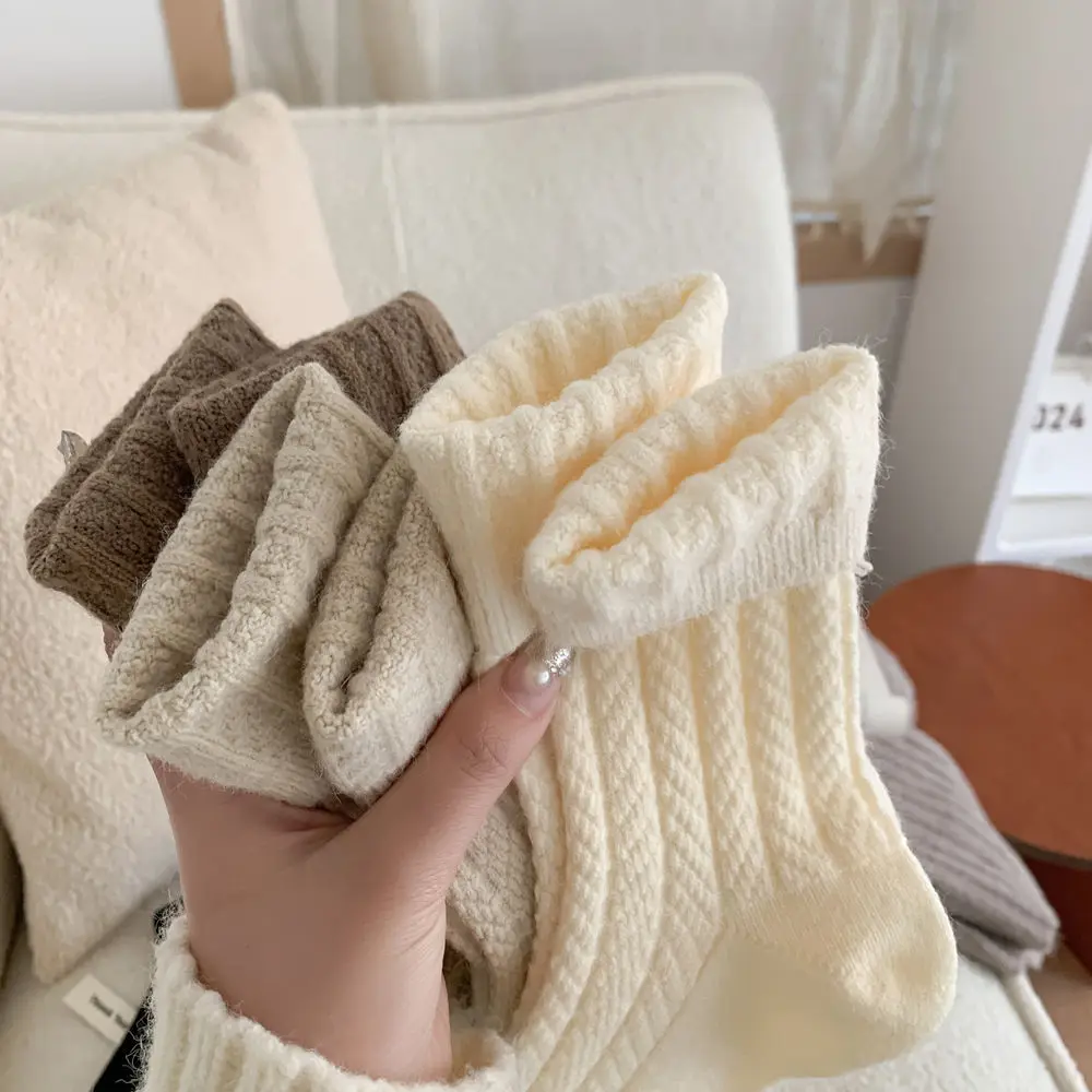 Термоноски женские осенние и зимние толстые теплые однотонные длинные носки