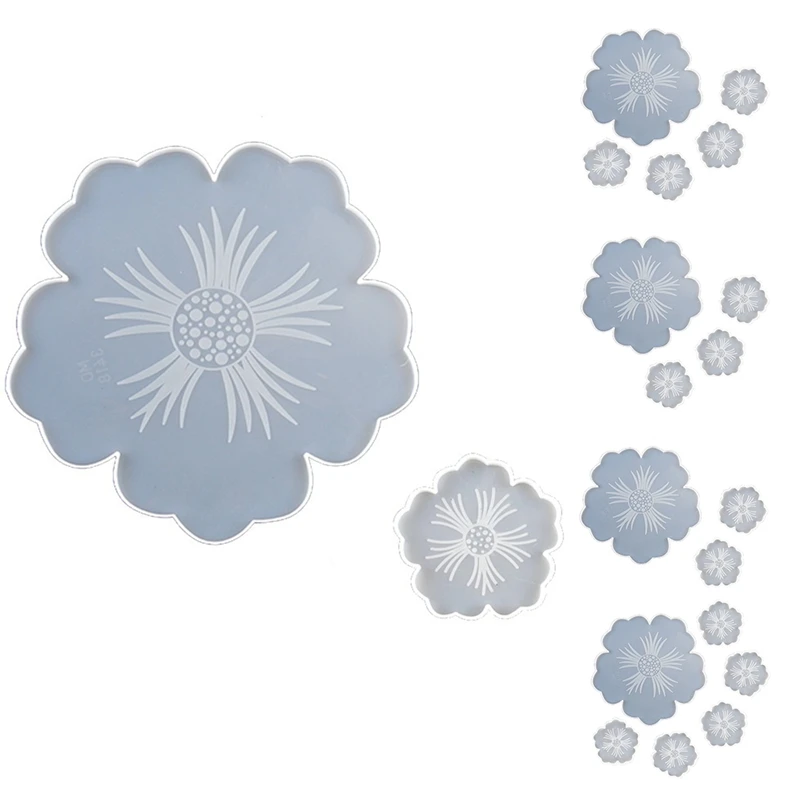 

Silicone Tray Mold Set DIY Flower Coaster Mold Handmade Petal Styles Resin Painted Decorative For Table Fruit Plate