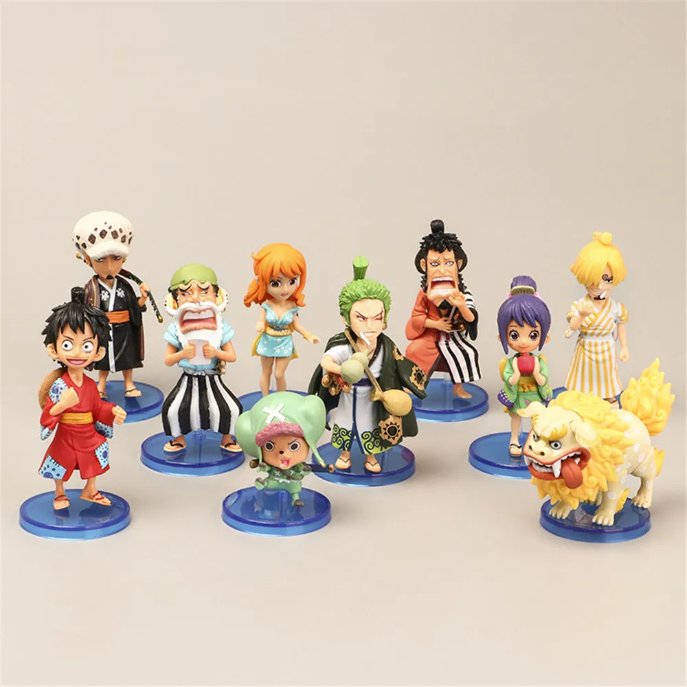 

10pcs/set Anime One Piece Figure Ronoa Zoro Monkey·D·Luffy Sanji Nami Chopper Law PVC Action Figures Model Dolls Toys Gift