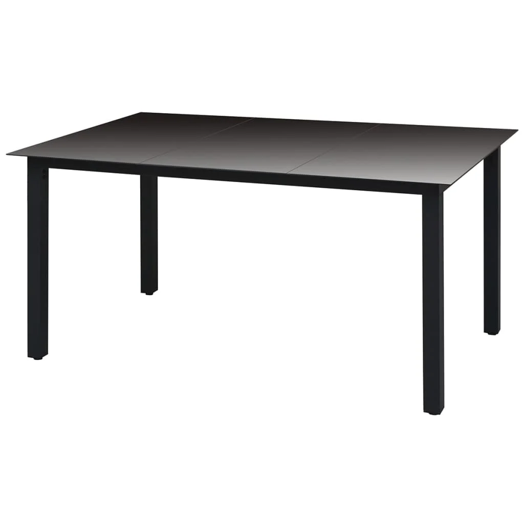 

Garden Table, Aluminium and Glass Outdoor Picnic Table , Patio Furniture Black 150x90x74 cm