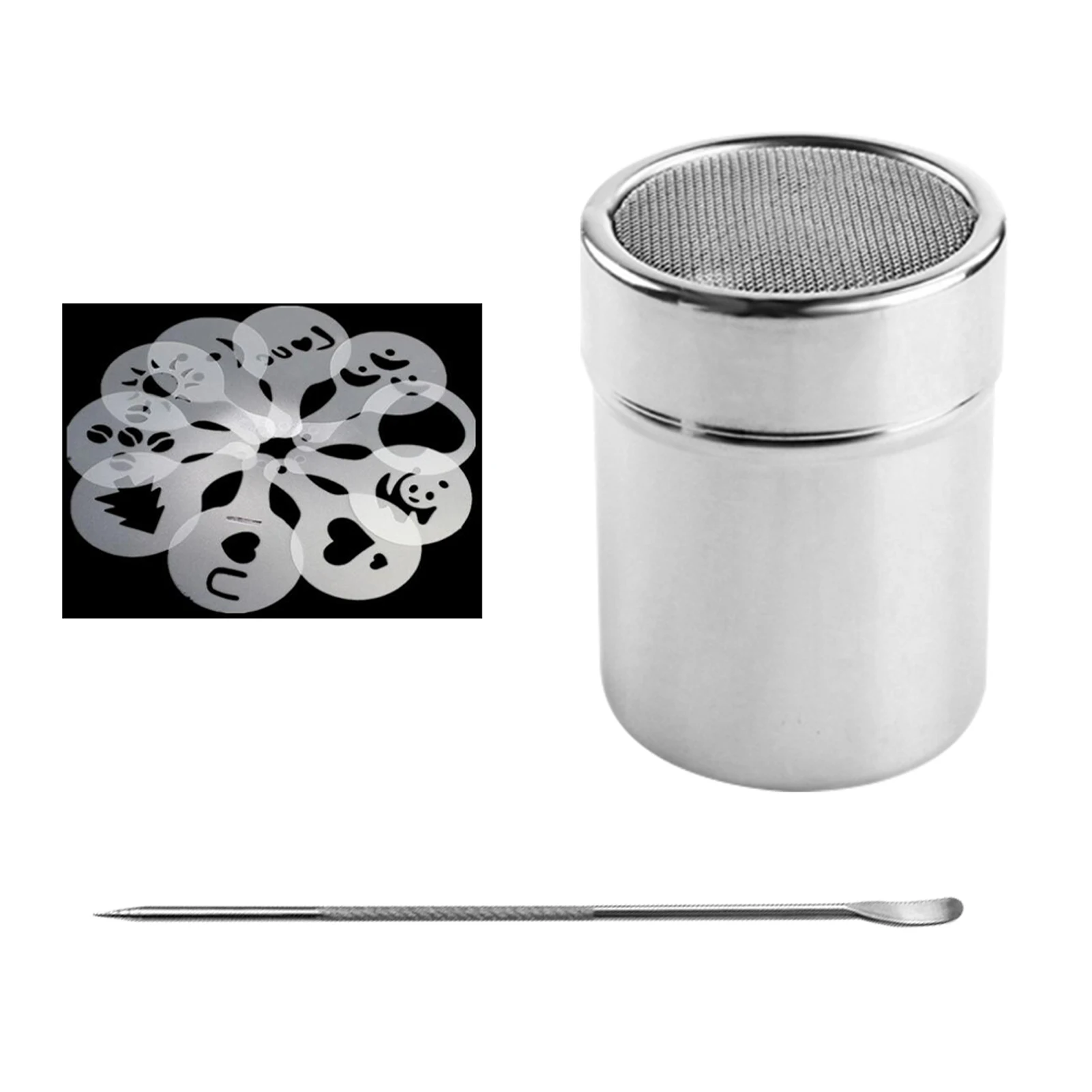 

18pcs/set Kitchen Garland Needle Restaurant Cafe Foam Template Durable With Powder Sprinkle DIY Tool Shaker Barista Stencil