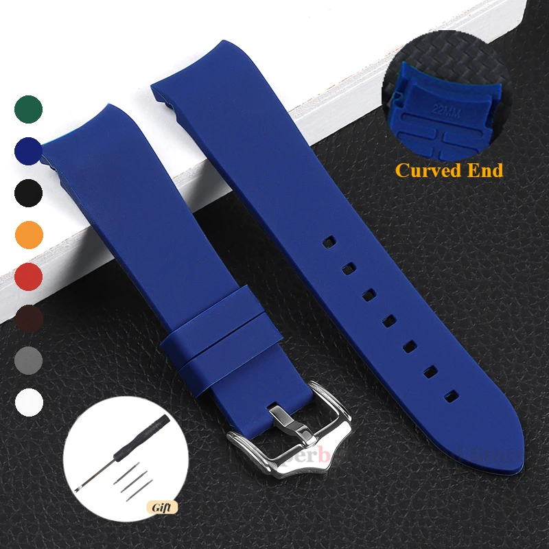 18 мм 19 20 21 22 23 24 силиконовый ремешок для часов с изогнутым концом Seiko