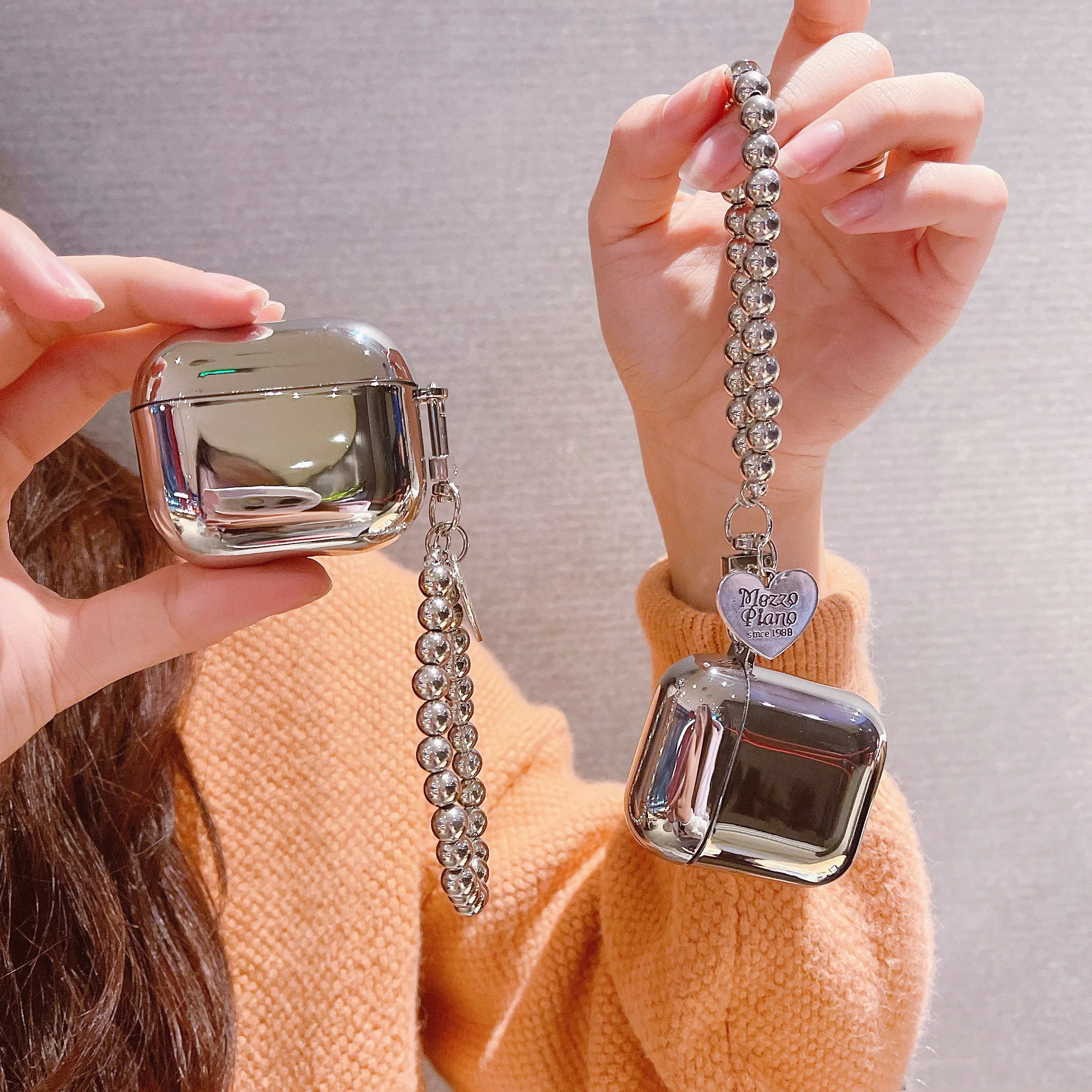 

Ceeslin Apple AirPods 2 1 3 чехол с гальваническим покрытием для наушников Apple AirPods Pro с очаровательным подарочным зеркалом серебристого цвета