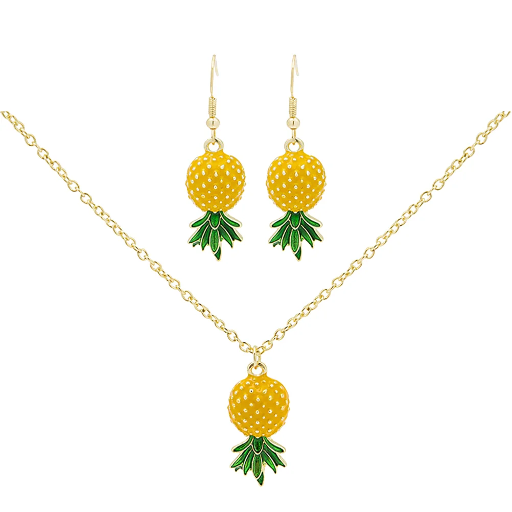 

Pineapple Women Necklace Earrings Jewelry Earring Gifts Stud Charm Drop Studs Set Pierced Dainty Tropical Fruit Vintage Ear Gift