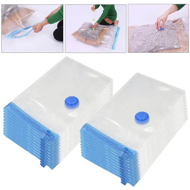 

5Pcs 80x120cm 5Pcs 60x80cm 10Pcs 40x50cm SSpace Saver Bags Vacuum Seal Bags Resurable Compression Storage Bags for Clothes Jumbo