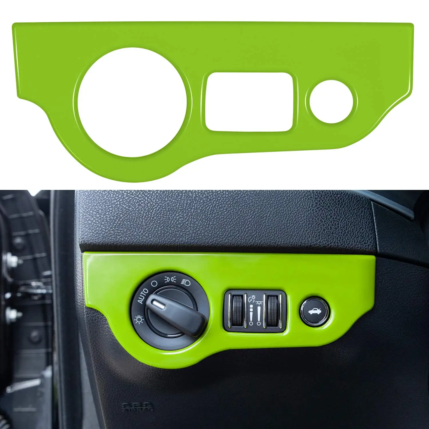 

Green Headlight Switches Cover Trim for 2011-2021 Dodge Challenger Charger
