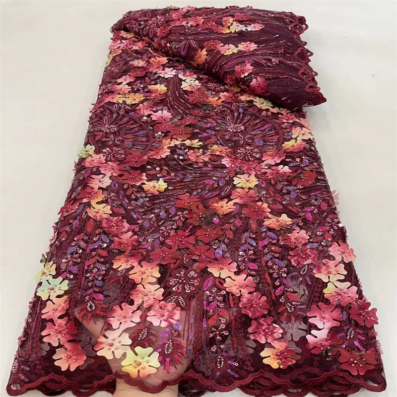 

SJ кружево 3D Африканское кружево ткань 2022 вышивка бисером жениха нигерийское кружево Свадебное Высокое качество французское Тюль кружевная ткань