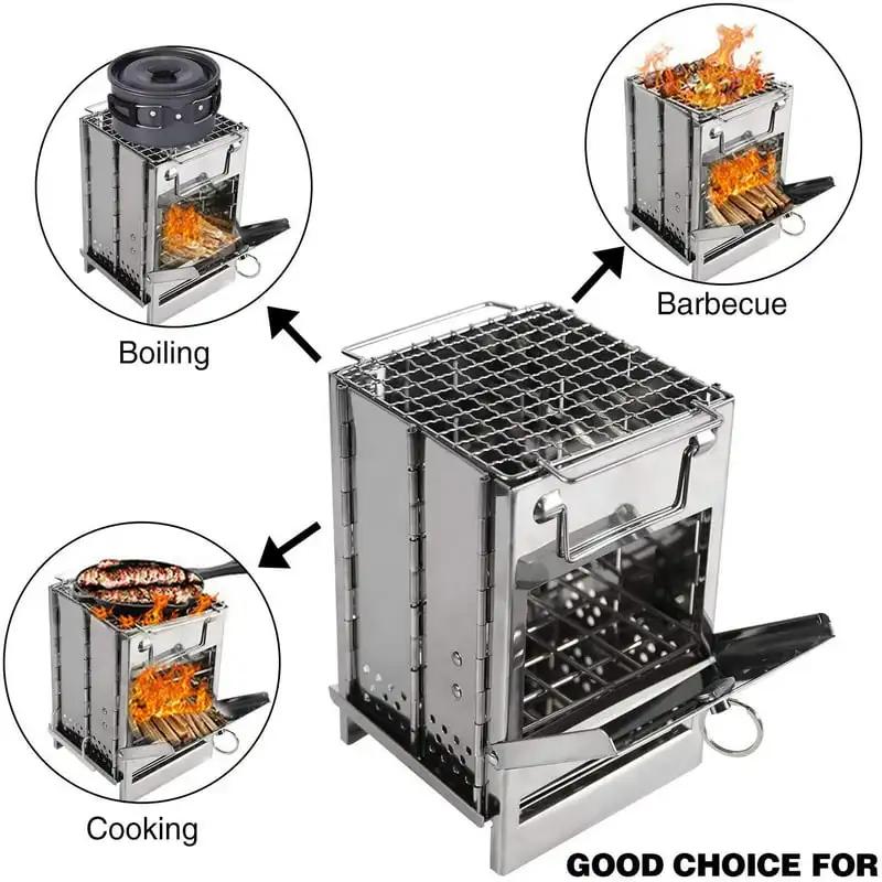 

Fantastic Portable Mini Wood Burning Stove Camp Stove with Storage Bag, Perfect for Outdoor Cooking Picnic BBQ