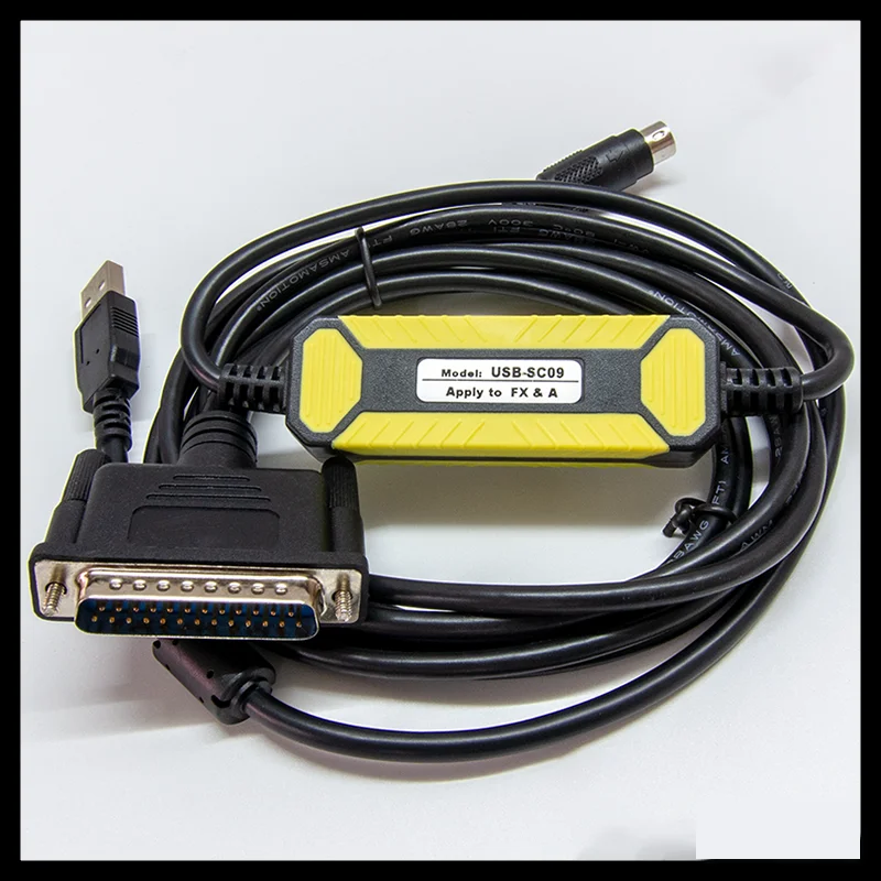 

USB-SC09 ПЛК Программируемый кабель FX2N, кабель передачи данных FX3U, скачиваемый кабель RS422, девять контактов, круглая головка