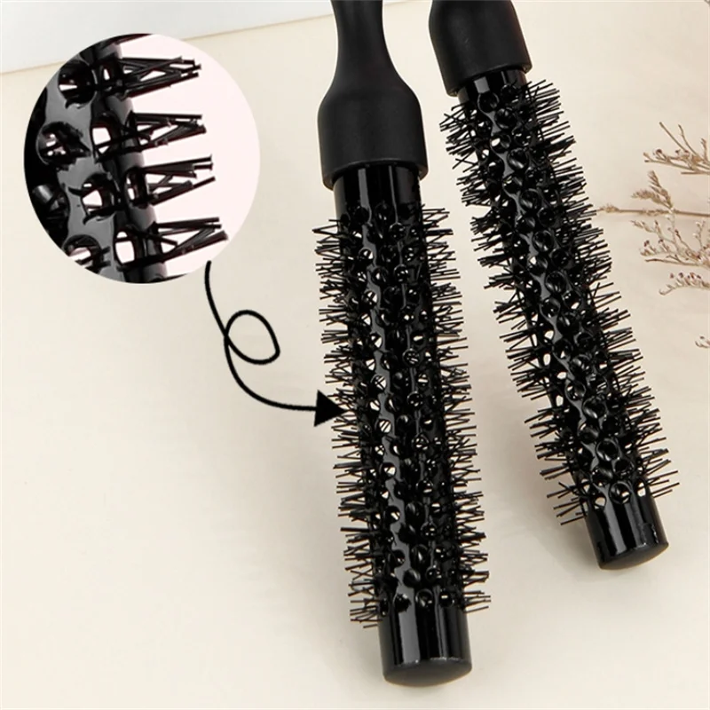 Черная расческа из алюминиевого сплава круглая щетка для укладки волос домашнее