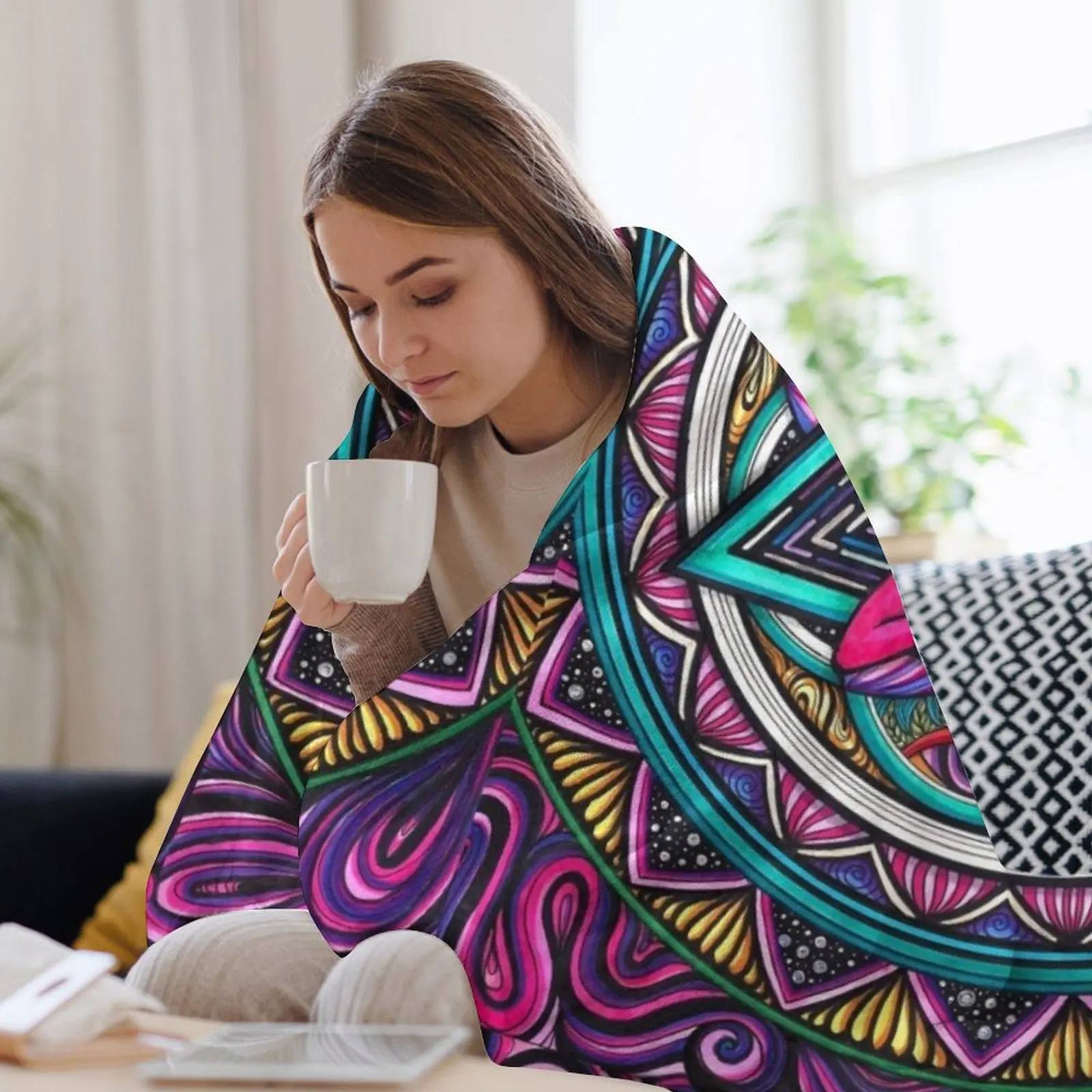 Триппи Кланси мандала плед флис