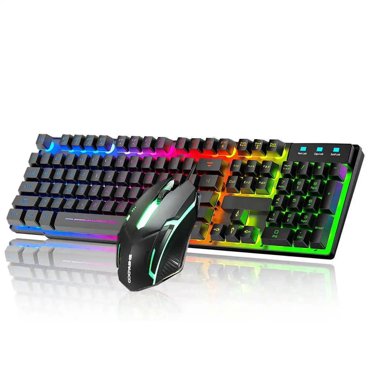 

104 Keys/Set RGB Backlit Keyboard USB Wired Mechanical Feel Gaming Keyboard and Mouse Set 1600 DPI Gaming Accessories for Gamer