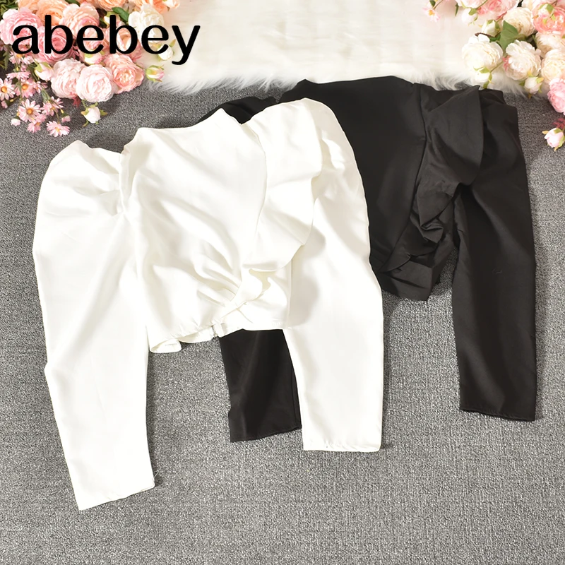 

2022 New Spring Autumn Fashion stand collar long sleeve Shirt short solid Shirt Top blouses for women blusas rojas mujer