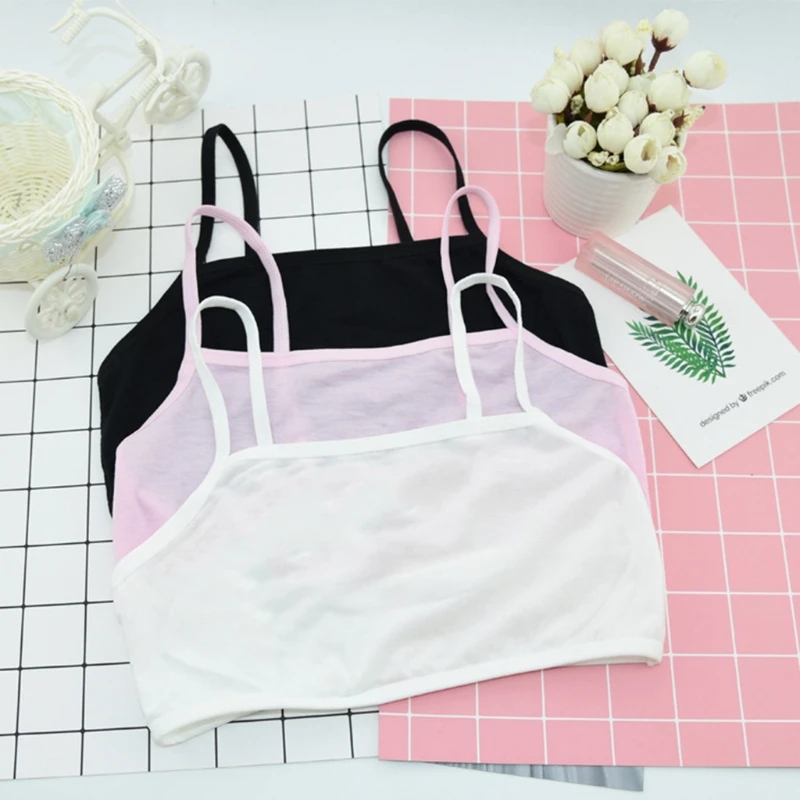 

New Puberty Teenage Girl Cotton Underwear Student Brassiere Training Bra Solid Color