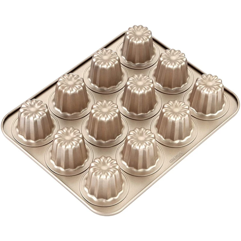 

12-Cavity Non-Stick Canele Muffin Cupcake Pan Canele Mold Cake Pan French Cake Mold Muffin Cupcake Molds for Oven Baking