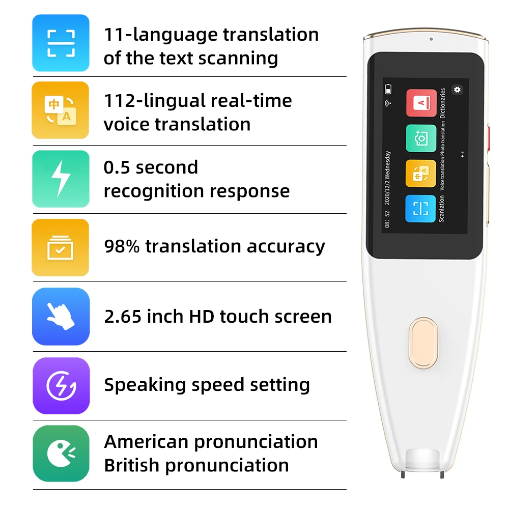 

Smart Portable Voice Translator Scan Pen 112 Languages Real-time Translation Offline Text Reading Translator Business Travel