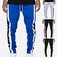 spring autumn men drawstring zipper pockets sweatpants sports trousers skinny pants contrast color mens casual loose trousers